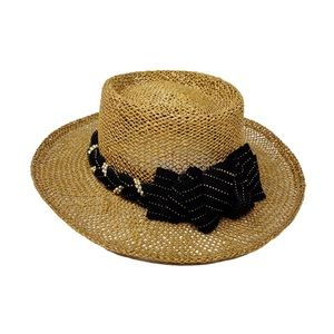 Vintage Summer Hat W/ Band & Embellishments